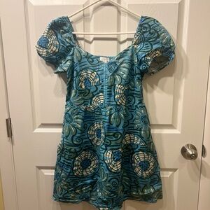 House of Harlow 1960 Blue and Cream Floral Dress